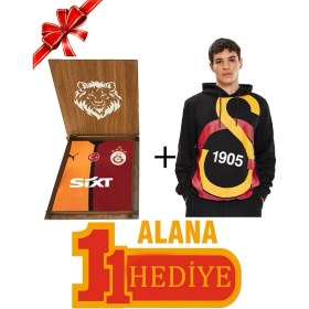 Resim Galatasaray Orijinal Büyük Logolu Sweat 5 Yıldızlı Parçalı Forma Ahşap Kutu Hediyeli 