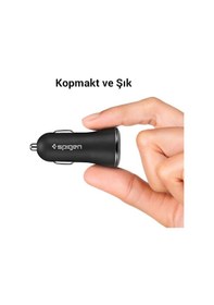 Resim Spigen Essential F27QC Siyah USB Çıkışlı Hızlı 12W Araç Şarjı - 000CG20643 