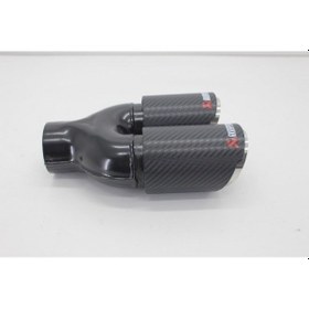 Resim Akrapoviç Çiftli Karbon Egzoz Ucu 2x76 Parlak Sağ 