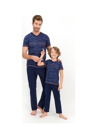 Resim Arnetta Lost In Paradise Koyu Indigo Genç Erkek Kısa Kol Pijama Takımı İndigo 