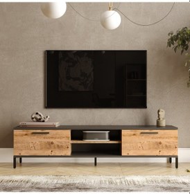 Resim Robin Home Troya Serisi Tv Sehpası + Orta Sehpa Metal Ayaklı Çam 