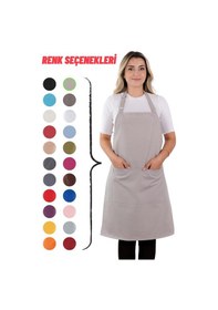 Resim Sevilya Simple Ayar Askılı Mutfak Önlüğü Açık Gri 