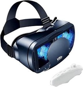 Resim Swiixxer Tam Ekran Sanal Gerçeklik 3D Gözlük VR Seti 3D Sanal Gerçeklik Gözlükleri, Gamepad ile Ayarlanabilir 
