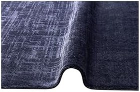Resim Düz Desenli El Emeği Özel Tezgahlarda Üretilen Yün Viskon Uşak Halısı, Lacivert, 200 x 300 