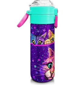 Resim Coral High Kids Mor Pembe Kedi Desenli Pipetli Ve Direkt İçim Çelik Termos 500 Ml 31939 Mor - Açık Pembe 
