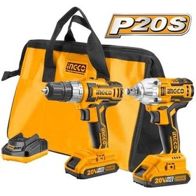 Resim Ingco CKLI2017 Akülü 2 li Kombo Set - Matkap ve Somun sıkma 20V 2.0 Ah 