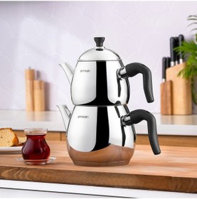 Resim Emsan Duru Midi Çaydanlık Takımı Siyah Çelik 