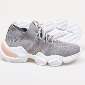 Resim Gri-Pudra Triko Kadın Spor Ayakkabı 
