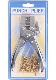 Resim Çok Fonksiyonlu Delik Açma Pensesi, 100 Adet Metal Halka İle Deri Ve Kumaşlar İçin El Tipi Zımba Makinesi Gümüş 