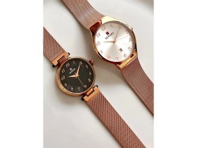 Resim Reward Rose Gold Hasır Kordon Klasik Rakamlı Model Sevgili Çift Kol Saatleri 