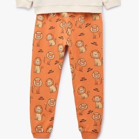 Resim Erkek Bebek Aslan Baskılı 2'li Pamuklu Pijama Takımı 