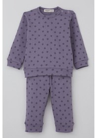 Resim Breeze Kız Bebek Pijama Takımı Omuzdan Patlı Puantiye Desenli 4 Ay-1 Yaş, Lila Lila 