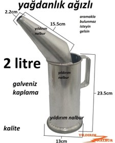 Resim Genel Markalar Yağdanlık 2 Litrelik Ağızlı Ağızlı 2 Kiloluk Aktarma Kabı Hunili Metal Galveniz 