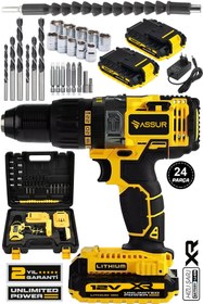 Resim Assur 12V Metal Şanzıman Çift Akülü Bakır Sargı Şarjlı Matkap Akülü Vidalama 