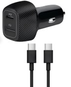 Resim KOİ TECH Huawei Samsung Xiaomi Iphone Reeder Telefon Uyumlu Type-c Ve Usb Girişli Araç Çakmaklık Şarj + KABLO 