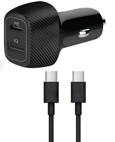 Resim KOİ TECH Huawei Samsung Xiaomi Iphone Reeder Telefon Uyumlu Type-c Ve Usb Girişli Araç Çakmaklık Şarj + KABLO 