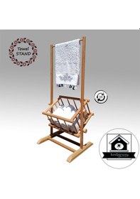 Resim Havluluk - Ahşap Banyo Rafı - Askılık - Banyo Havlu Rafı Kahverengi 