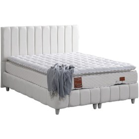 Resim Narva Çift Kişilik Baza Başlık Real Pedli Yatak Seti Beyaz 140 x 190 