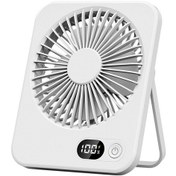 Resim Şarj Edilebilir Taşınabilir Ekranlı Masa Vantilatörü Beyaz, 