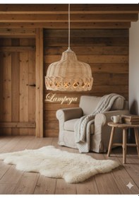 Resim Lampega Rattan Bambu Hasır Avize Ceviz 