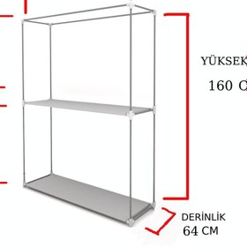 Resim Burak Çelik Borulu Lacivert Yorgan Hurcu Bez Dolap Yüklük Gardırop 