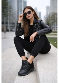 Resim Aymood Streç Günlük Kadın Ayakkabı Siyah Cilt Si Yah 