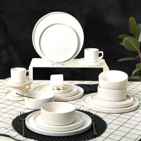 Resim Mat Beyaz Stackable Yemek/kahvaltı Takımı 20 Parça 4 Kişilik 