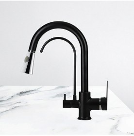 Resim 3 Yollu Yavrulu Spiral Su Arıtma Musluğu Siyah 