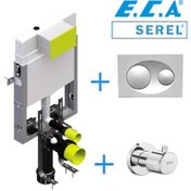 Resim Eca Serel Gömme Rezervuar Set Ara Kesme Valfi 102151020h Basma Butonu Gömme Rezervuar 