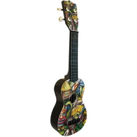Resim Hawiian XU21COCONUT Soprano Ukulele (Hindistan Cevizi Desenli) | Tropikal Temalı Kapak Tasarımı Yaz Esintili Parlak Sesler 