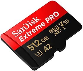 Resim SanDisk 512 GB Extreme PRO microSDXC Kart + SD Adaptörü + RescuePRO Deluxe, 200 MB/sn'ye kadar, A2 Uygulama Performansı, UHS-I, Sınıf 10, U3, V30 ile 