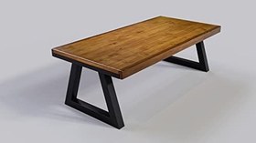 Resim Ntconcept Özel İmalat Açık Ceviz Renk Metal Ayak Kalın Kenarlı Doğal Ahşap Toplantı Masası 