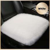 Resim Suni Kürk Kaplaması Peluş Araba Koltuğu Pedi Beyaz 1 Adet 