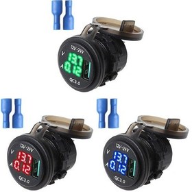 Resim Qc 3.0 Led Usb Şarj Soketi Voltmetre Araba Tekne Motosiklet İçin Akım Göstergesi - Kırmızı Kırmızı 