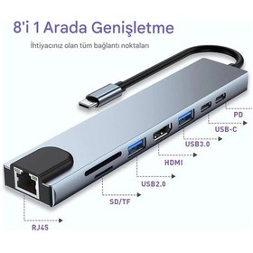 Resim Tablet Usb Dönüştürücü Typ c usb Type Hub 8 in 1 Hdmı Sd Micro Apple Uyumlu MacBook Pro Air 