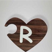 Resim R Harfi Sağ Parça Ahşap Puzzle Kalp Harf Magnet Buzdolabı Süsü İkili Uyumlu Kod:1032 