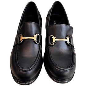 Resim Siyah Hakiki Deri Toka Detay Loafer Siyah 