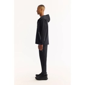 Resim AVVA Erkek Siyah Kapüşonlu Fermuarlı Bi-Stretch Regular Fit Sweatshirt A52Y1332 