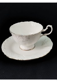 Resim Bone 6 Kişilik Porselen Yaldızlı Çay Takımı Beyaz Beyaz 