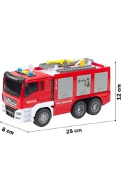 Resim Farbu Oyuncak Sürtmeli 1:18 Sesli Işıklı Su Püskürtmeli Çift Merdivenli Full Fonksiyon Eğitici Çocuk Oyuncak Itfaiye Arabası 