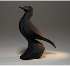 Resim hivhestın Volantis Minimalist Kuş Heykeli 10 cm - Modern 3D Baskı Dekoratif Biblo Siyah 