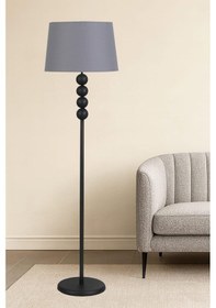 Resim Lyon Siyah Toplu Metal Ayaklı Lambader Gri Şapka Modern , Oturma Odası ,yatak Odası , Salon Lambader Çok Renkli 