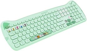 Resim Everest KM-6283 CATTY Renkli Tuşlu Yeşil 2.4 ghz + BT Kablosuz Q Multimedia Klavye + Mouse + Pad Set 