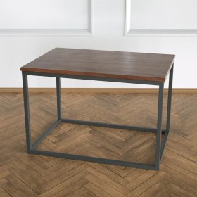 Resim Evka Potrica Yan Sehpa - Metal Siyah Ayak Ceviz Tabla 