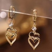 Resim 1 Çift Çift Katmanlı Altın Yapay Elmas Kalp Küpeler, Partiler İçin Parıldayan Trend Takılar, Kadınlar, Anneler, Aile, Arkadaşlar İçin Sevgililer Günü, Noel, Yeni Yıl Hediyeleri 