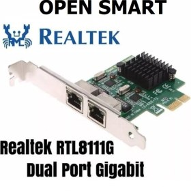 Resim Open Smart 2 Port Realtek RTL8111G Gigabit Pcıe X1 Network Adapter 