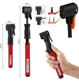 Resim CetKing KB2203 87 Psı Bisiklet Lastik Şişirme Taşınabilir Mini El Pompası ve Bisiklet Montaj Aparatı, Kırmızı/siyah 