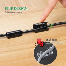 Resim 20 Adet Siyah Kendinden Yapışkanlı Kablo Klipsi - Ev, Ofis, Araba ve Dış Mekan Kullanımı için Güçlü Akrilik Tel Düzenleyiciler - Kolay Yapıştır ve Çıkar Kablo Yönetimi 