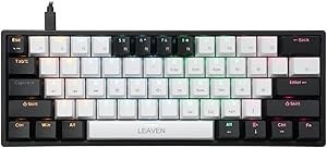 Resim Valkyrie Leaven K620 Blue Switch Mekanik Gaming Oyun Klavyesi RGB 61 Key Mavi Tuş Type-C Klavye Siyah-Beyaz 