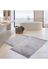 Resim Nova Gri 2'li Kaymaz Tabanlı Banyo Paspası Seti Klozet Takımı Gri 